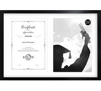 PhotoFrames And Art Oxford Black 20x14" For x2 A4 Pictures,Glass Window-Multi Modern Premium Collage Photo Frame With Soft Cream Mount Portrait & Landscape