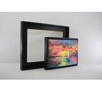 Photoframesandmore Black Wooden Tray Frames. 22mm Deep. Standard Size. Floating Effect Frames for Canvas 12x16