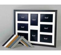 Photoframesandmore Multi Aperture Photo Frame. Holds Eight 6X4" Sized Photos. 40X50Cm. Black Wooden Collage Photo Frame.