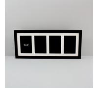 Photoframesandmore Multi Aperture Photo Frame. Holds Four 6X4" Photos. 20X50Cm. Wooden Collage Picture Frame. Black Frame.
