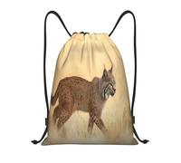 Photograph Of A Lynx Walking Women Men Drawstring Bag Waterproof Drawstring Backpack Large String Backpack For Swim Football Sports