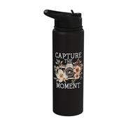 Photographer Capture The Moment Camera Flowers Photography Stainless Steel Insulated Water Bottle