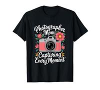 Photographer Mom Capturing Every Moment Retro Camera Floral T-Shirt
