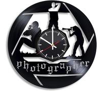 Photographer Photography Cameraman Vinyl Wall Clock, Vinyl Record Handmade Art Decor for Home Room Kitchen, Vintage Original Gift for Any Occasion, Party Supplies Decoration