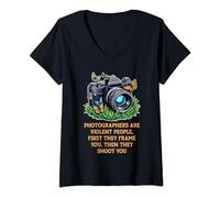 Photographers Are Violent People, First They Frame You, V-Neck T-Shirt