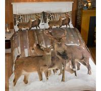 Photographic Winter Stag & Deer Animals Duvet Quilt Cover Bedding Set