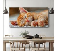 Photography Animals Orange Kittens Wooden Framed Canvas Wall Art Decor 90 x 60 cm, Contemporary Large Painting On Canvas Poster Wall Artworks for Bedroom, Kids Room, Living Room