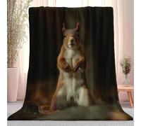 Photography Animals Squirrels Throw Blanket, Black Sofa Fluffy Blanket Bed Throw for Bedroom - Soft Lightweight Gifts for Children men women birthday Gifts 100 x 130 cm