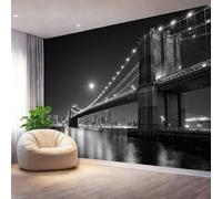 Photography Architectural Bridge Lights Wall Mural Wallpaper, Non Self Adhesive Paste The Wall Mural for Living Room Bedroom, Black White High Definition Art Wall Decor - 400 x 280 cm (W x H)
