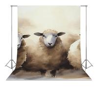 Photography Backdrop 56"x118" - Wrinkle-Resistant & Machine Washable - Sheeps Watercolor Backdrop for Photoshoot Non-Reflective Studio Background for Product, Portrait, Video