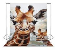 Photography Backdrop 56"x118" - Wrinkle-Resistant & Machine Washable - Watercolor Deer Giraffe Backdrop for Photoshoot Non-Reflective Studio Background for Product, Portrait, Video