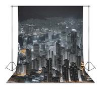 Photography Backdrop 56"x79" - Wrinkle-Resistant & Machine Washable - Aerial Night of View Hong Kong Backdrop for Photoshoot Non-Reflective Studio Background for Product, Portrait, Video