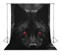 Photography Backdrop 56"x79" - Wrinkle-Resistant & Machine Washable - Black Red Eyed Wolf Backdrop for Photoshoot Non-Reflective Studio Background for Product, Portrait, Video