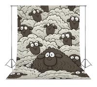 Photography Backdrop 56"x79" - Wrinkle-Resistant & Machine Washable - Cartoon Black White Sheep Backdrop for Photoshoot Non-Reflective Studio Background for Product, Portrait, Video
