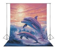 Photography Backdrop 56"x79" - Wrinkle-Resistant & Machine Washable - Dolphins Art Backdrop for Photoshoot Non-Reflective Studio Background for Product, Portrait, Video