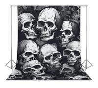 Photography Backdrop 56"x79" - Wrinkle-Resistant & Machine Washable - Skulls Pattern Backdrop for Photoshoot Non-Reflective Studio Background for Product, Portrait, Video