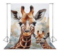 Photography Backdrop 56"x79" - Wrinkle-Resistant & Machine Washable - Watercolor Deer Giraffe Backdrop for Photoshoot Non-Reflective Studio Background for Product, Portrait, Video