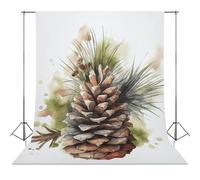 Photography Backdrop 56"x79" - Wrinkle-Resistant & Machine Washable - Watercolor Pine Cone Backdrop for Photoshoot Non-Reflective Studio Background for Product, Portrait, Video