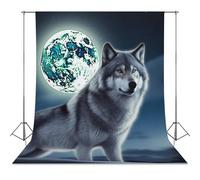 Photography Backdrop 56"x79" - Wrinkle-Resistant & Machine Washable - Wolf Under Moon Backdrop for Photoshoot Non-Reflective Studio Background for Product, Portrait, Video