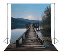 Photography Backdrop 56"x79" - Wrinkle-Resistant & Machine Washable - Wooden Trestle by The Water Backdrop for Photoshoot Non-Reflective Studio Background for Product, Portrait, Video