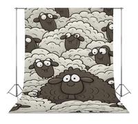 Photography Backdrop 56"x98" - Wrinkle-Resistant & Machine Washable - Cartoon Black White Sheep Backdrop for Photoshoot Non-Reflective Studio Background for Product, Portrait, Video