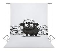 Photography Backdrop 56"x98" - Wrinkle-Resistant & Machine Washable - Cartoon Black White Sheep Backdrop for Photoshoot Non-Reflective Studio Background for Product, Portrait, Video