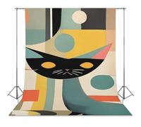 Photography Backdrop 56"x98" - Wrinkle-Resistant & Machine Washable - Mid-Century Modern Art Cat Backdrop for Photoshoot Non-Reflective Studio Background for Product, Portrait, Video