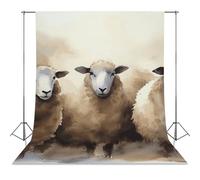 Photography Backdrop 56"x98" - Wrinkle-Resistant & Machine Washable - Sheeps Watercolor Backdrop for Photoshoot Non-Reflective Studio Background for Product, Portrait, Video