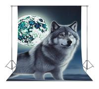 Photography Backdrop 56"x98" - Wrinkle-Resistant & Machine Washable - Wolf Under Moon Backdrop for Photoshoot Non-Reflective Studio Background for Product, Portrait, Video