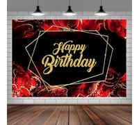 Photography Backdrop Black And Red Banner Happy Birthday Party Decorations Supplies Background For Men And Women 350x240CM