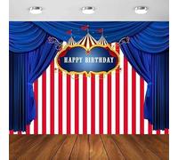 Photography Backdrop Blue Curtain Circus Stratus Playground Fun Fair Carnival Carousel Banner Party Interior Decor Background 350x240CM