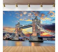 Photography Backdrop Blue White Glitter Light Night Tower Bridge Of London Lake Holiday Tour Birthday Party Portrait Background 350x240CM