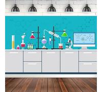 Photography Backdrop Cartoon Chemistry Lab Science Research Birthday Party Background For Kids Science Party Decor 120X80cm