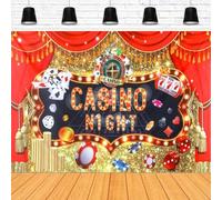Photography Backdrop Casino Night Poker Chips Red Curtains Gold Glitter Bokeh Las Vegas Banner Cake Table Decor Background 240x180cm