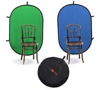 Photography Backdrop Chromakey Green & Blue | Luxlight® | Reversible Collapsible Muslin Pop Up Video Background | Vlogging Portrait YouTube Filming Backdrop Chroma Key (100x150cm, Green/Blue)