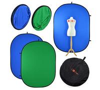 Photography Backdrop Chromakey Green & Blue | Luxlight® | Reversible Collapsible Muslin Pop Up Video Background | Vlogging Portrait YouTube Filming Backdrop Chroma Key (150x200cm, Green/Blue)