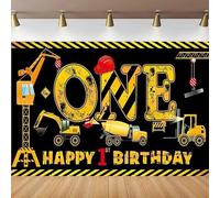 Photography Backdrop Construction Excavator Digger Theme Poster For Boys Kids 1st Birthday Party Decor Background Banner 350x240CM