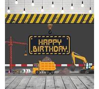 Photography Backdrop Construction Happy Birthday Large Dump Truck Poster Excavator Digger Background Party Decor Banner 440x300CM