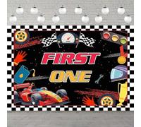 Photography Backdrop, Cool Race Car, Black and White Checkered Flag for Helmet, Trophy, First Birthday Decoration, Background, Banner 200x140CM