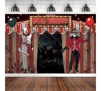 Photography Backdrop Evil Circus Theme Party Horror Clown Carnival Halloween Birthday Party Decorations Scary Party Background 180X120cm