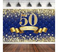 Photography Backdrop For Adult Theme Party Decoration Diamonds Blue Background Poster Fifty 50th Birthday Shining Banner 300x200cm
