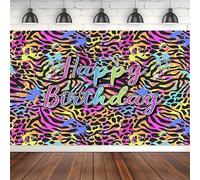 Photography Backdrop For Girl's Paint Splatter Zebra Birthday Party Decorations Background Retro Neon Animal Print Pattern 120X80cm