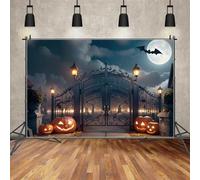 Photography Backdrop for halloween decoration Lantern Arch Gate Moon Bat Cemetery Photo Background Custom Child Party Photoshoot Props