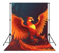 Photography Backdrop for Photoshoot, High Density Polyester Fabric, 5x7 FT | Orange Red Phoenix Photo Backdrop Curtains, Easy To Install, Non-Reflective Soft Photo Background For Home Studio