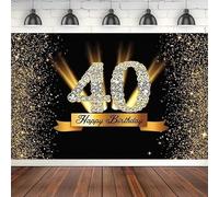 Photography Backdrop Glitter Black And Gold 40th Birthday Party 40 Years Cake Table Decor Background Poster Photo Studio Props 240x180cm