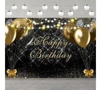 Photography Backdrop Glitter Black Gold Balloon Banner For Men Women Happy Birthday Party Decor Background Portrait Shooting 440x300CM