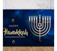 Photography Backdrop Glitter Bokeh Lights Gyro Poster Chanukah Holiday Happy Hanukkah Party Decoration Banner Background 440x300CM