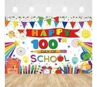 Photography Backdrop Happy 100th Days Of School Background Kids Students Kindergarten Banner Party Indoor Decor Poster 250x180CM