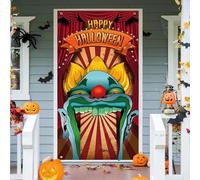 Photography Backdrop Happy Halloween Decorations Circus Entrance Theme Door Scary Giant Clown Background Halloween Eve Banner 240x180cm