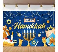 Photography Backdrop Happy Hanukkah Decorations For Jewish Chanukah Festive Day Background Banner For Home Tineit Poster 250x180CM